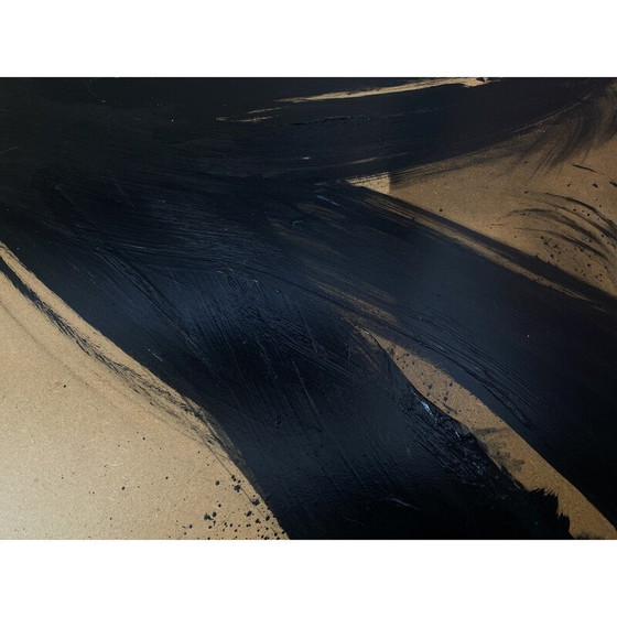 Image 1 of Dipinto senegalese d'epoca a olio su legno giallo e nero di André Ferrand, 1983