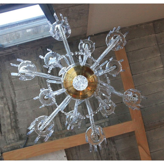 Image 1 of Vintage Bohemian glass chandelier with 6 arms