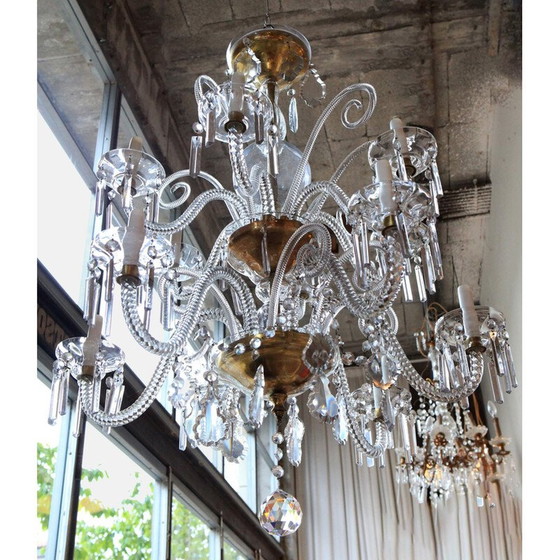 Image 1 of Vintage Bohemian glass chandelier with 6 arms