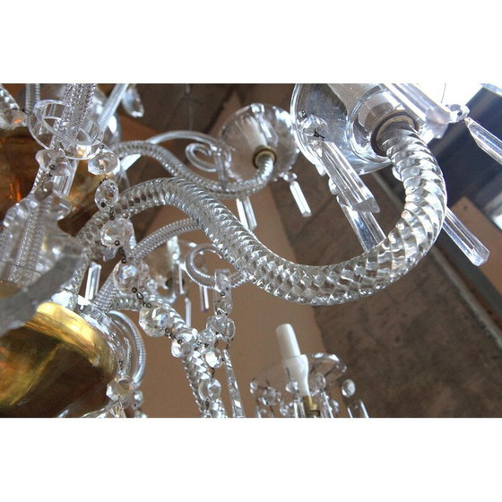 Image 1 of Vintage Bohemian glass chandelier with 6 arms
