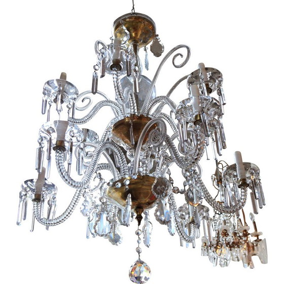 Image 1 of Vintage Bohemian glass chandelier with 6 arms