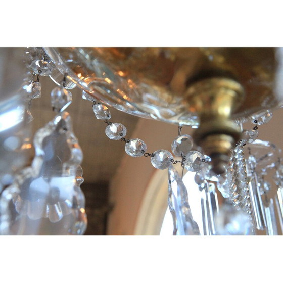 Image 1 of Vintage Bohemian glass chandelier with 6 arms