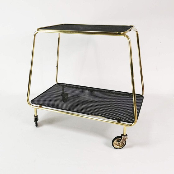 Image 1 of Vintage Art Deco mobile bar in brass and metal, Denmark 1950