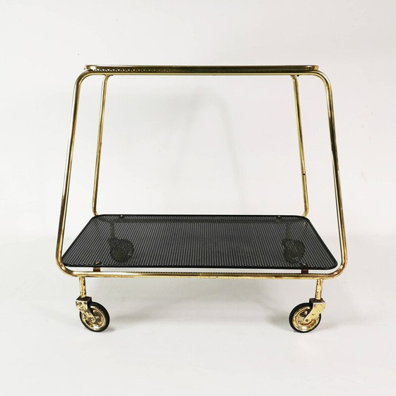 Image 1 of Vintage Art Deco mobile bar in brass and metal, Denmark 1950