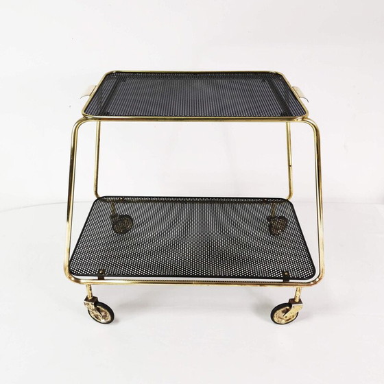 Image 1 of Vintage Art Deco mobile bar in brass and metal, Denmark 1950