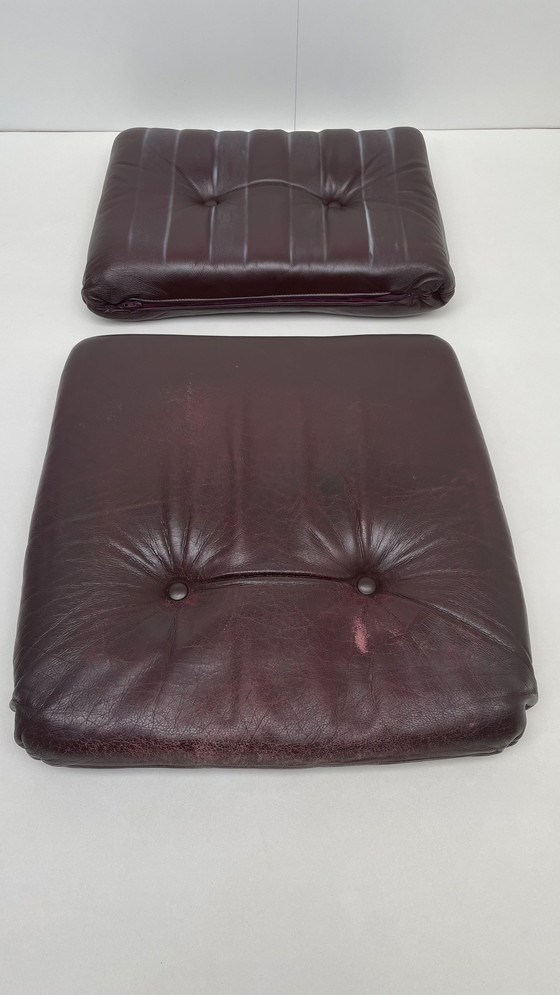 Image 1 of Georg Eknes Norwegian design lounge swivel armchair with leather cushions