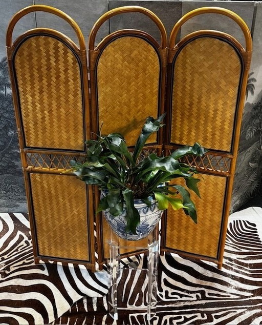 Vintage Room Screen / Room Divider Cane Bamboo Rattan Rattan