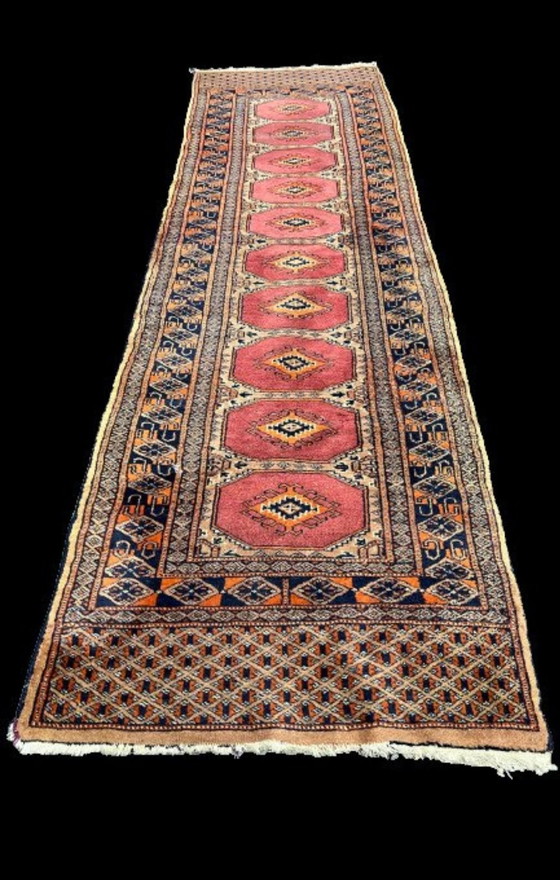 Image 1 of Antique Hand-Knotted Bukhara Carpet Pakistan Art Dec Unique O