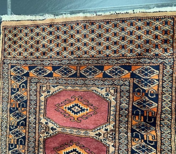 Image 1 of Antique Hand-Knotted Bukhara Carpet Pakistan Art Dec Unique O