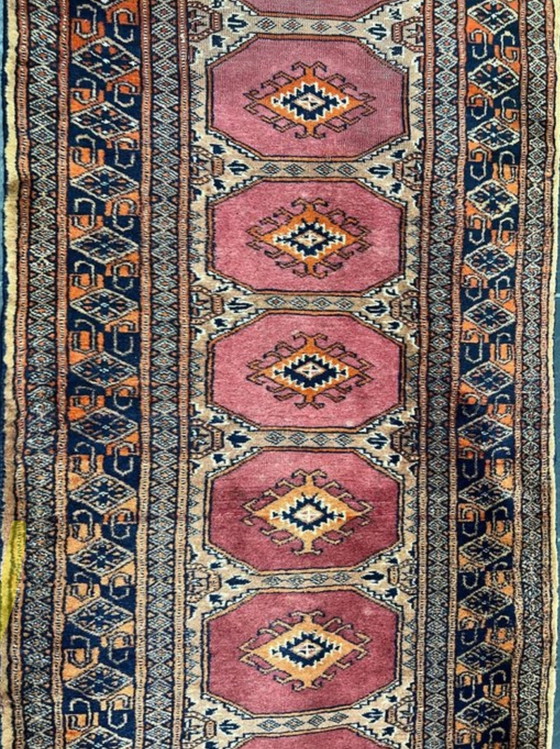 Image 1 of Antique Hand-Knotted Bukhara Carpet Pakistan Art Dec Unique O