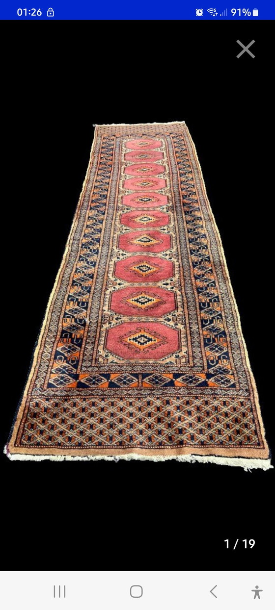 Image 1 of Antique Hand-Knotted Bukhara Carpet Pakistan Art Dec Unique O