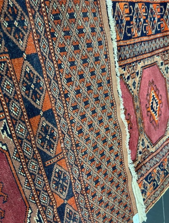 Image 1 of Antique Hand-Knotted Bukhara Carpet Pakistan Art Dec Unique O