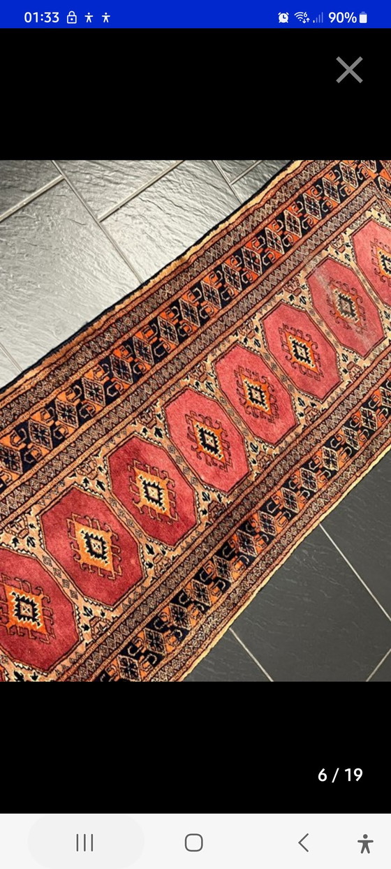 Image 1 of Antique Hand-Knotted Bukhara Carpet Pakistan Art Dec Unique O