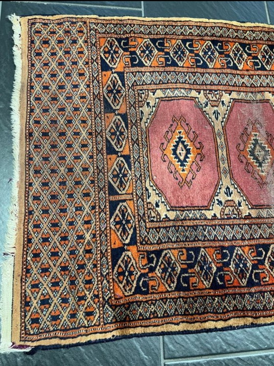 Image 1 of Antique Hand-Knotted Bukhara Carpet Pakistan Art Dec Unique O