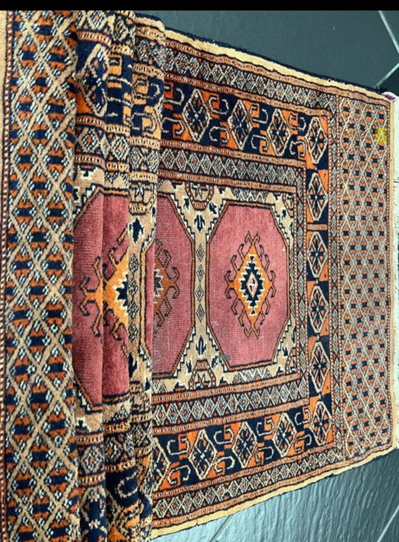 Image 1 of Antique Hand-Knotted Bukhara Carpet Pakistan Art Dec Unique O