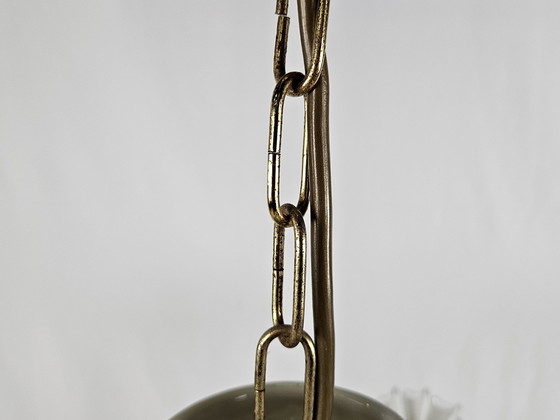 Image 1 of Large Ceramic Chandelier In Brass And Murano Glass