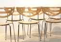 Sedie da pranzo curve Thonet impilabili in cromo e faggio