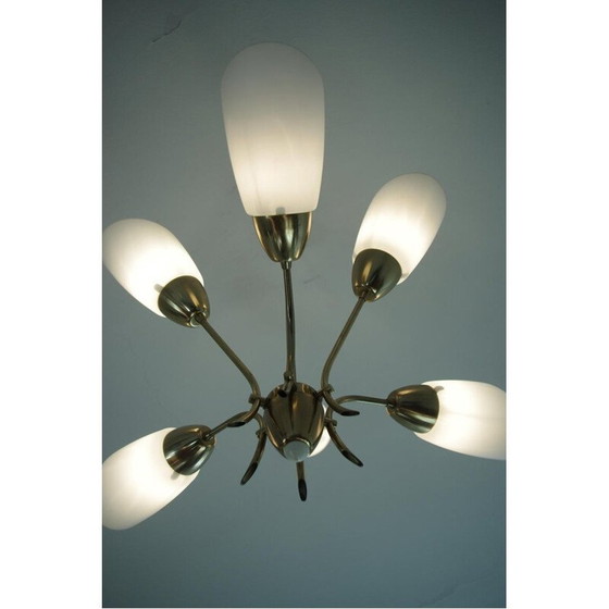 Image 1 of Vintage brass chandelier, Czechoslovakia 1980