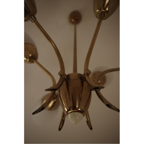 Image 1 of Vintage brass chandelier, Czechoslovakia 1980