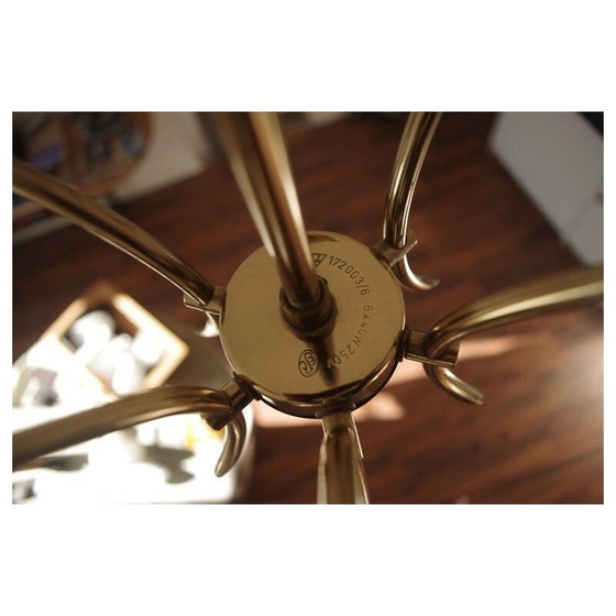 Image 1 of Vintage brass chandelier, Czechoslovakia 1980