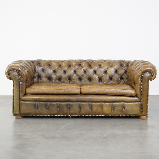 Beef Leather Chesterfield Sofa