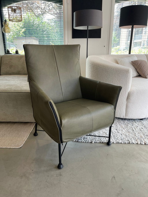 Montis Charly reupholstered green leather