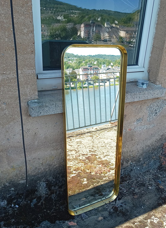 Image 1 of extremely large fifties mirror with brass edge