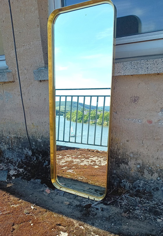 Image 1 of extremely large fifties mirror with brass edge