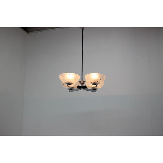 Image 1 of Lampadario vintage in cromo e vetro, Cecoslovacchia 1960