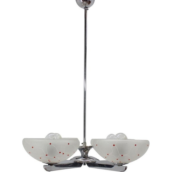 Image 1 of Lampadario vintage in cromo e vetro, Cecoslovacchia 1960