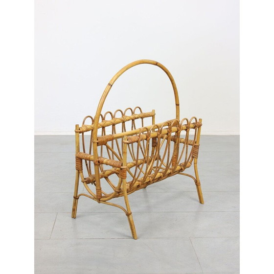 Image 1 of Vintage rattan newspaper magazine rack