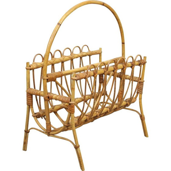 Image 1 of Vintage rattan newspaper magazine rack