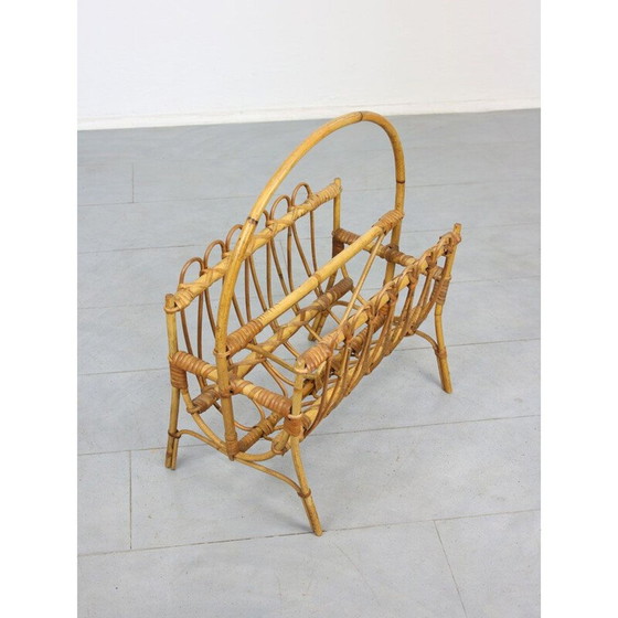 Image 1 of Vintage rattan newspaper magazine rack