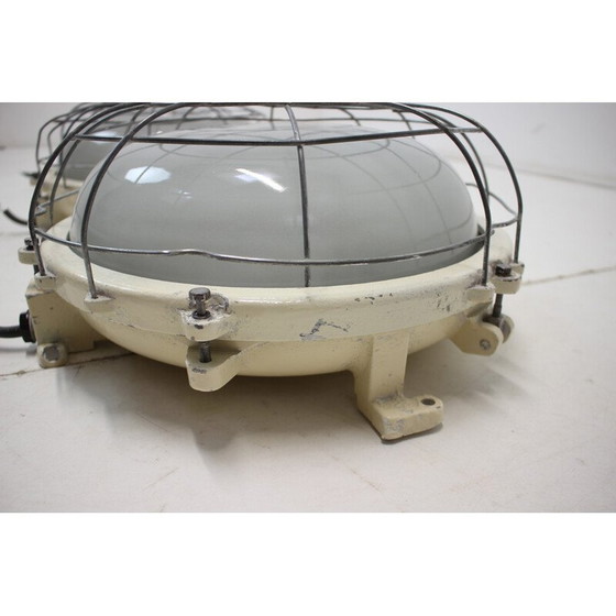 Image 1 of Set of 3 vintage industrial ceiling lamps, Czechoslovakia 1960s
