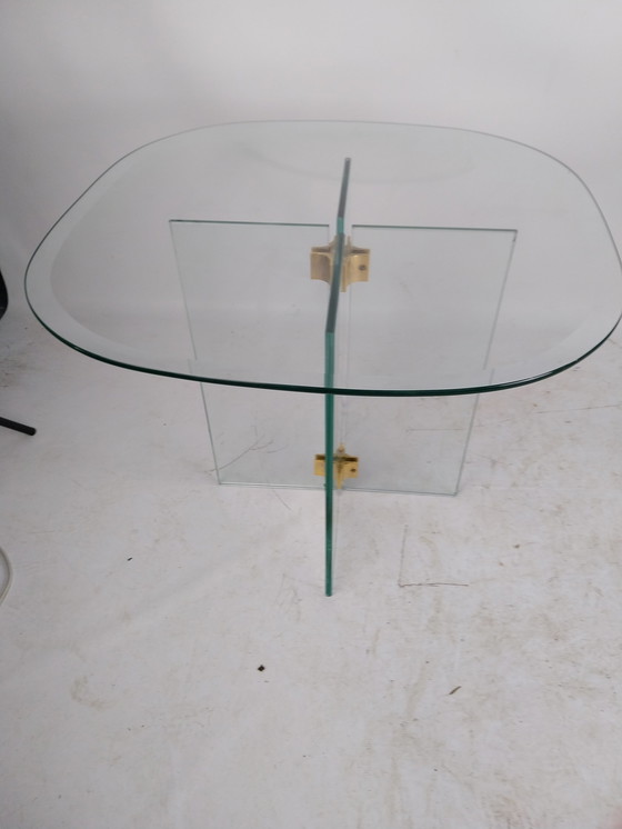 Image 1 of 2 x glass side table by Peter Ghyczy 1970's.  Small chip see photo