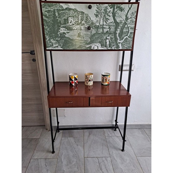 Image 1 of Libreria componibile vintage con struttura in ferro verniciato nero, Italia 1960