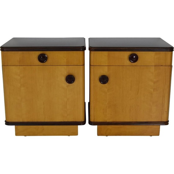 Image 1 of Coppia di comodini vintage in legno e plastica, Cecoslovacchia 1960