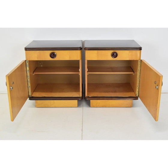 Image 1 of Coppia di comodini vintage in legno e plastica, Cecoslovacchia 1960