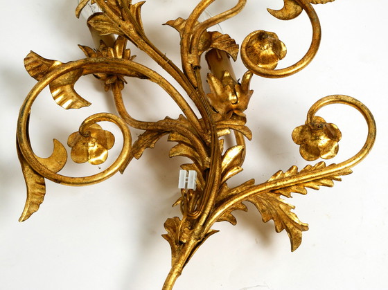 Image 1 of Beautiful XL 1960s Italian gold-plated wall lamp with four sockets | height 80cm | 31.5"