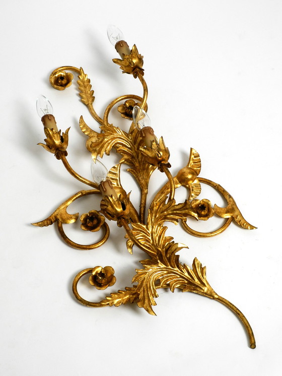 Image 1 of Beautiful XL 1960s Italian gold-plated wall lamp with four sockets | height 80cm | 31.5"