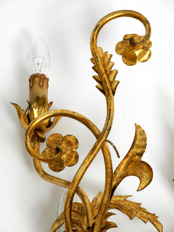 Image 1 of Beautiful XL 1960s Italian gold-plated wall lamp with four sockets | height 80cm | 31.5"