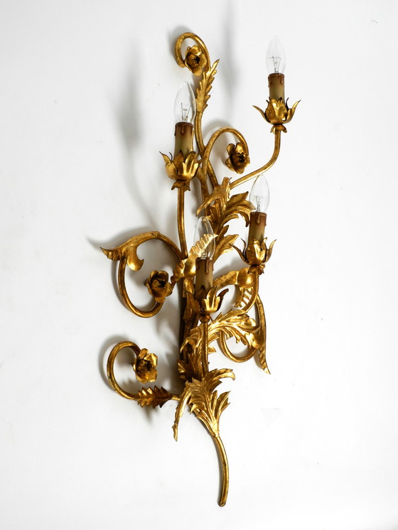 Image 1 of Beautiful XL 1960s Italian gold-plated wall lamp with four sockets | height 80cm | 31.5"