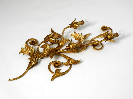 Image 1 of Beautiful XL 1960s Italian gold-plated wall lamp with four sockets | height 80cm | 31.5"