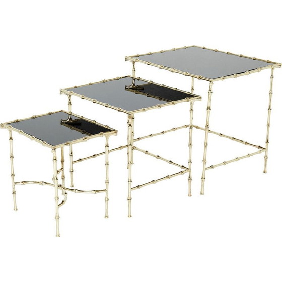 Image 1 of Vintage bamboo and brass nesting tables by Maison Baguès, 1960