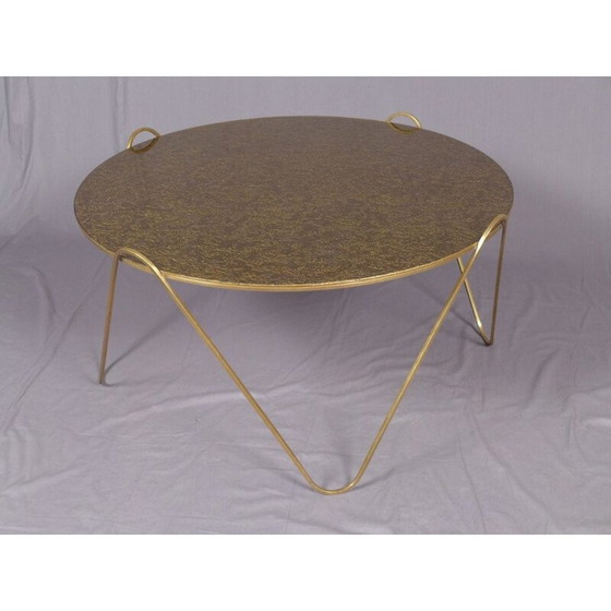 Image 1 of Vintage round brass coffee table, Italy 1960