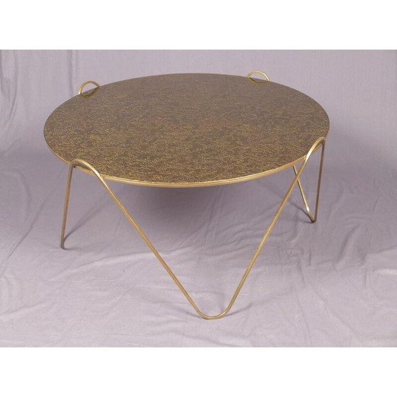 Image 1 of Vintage round brass coffee table, Italy 1960