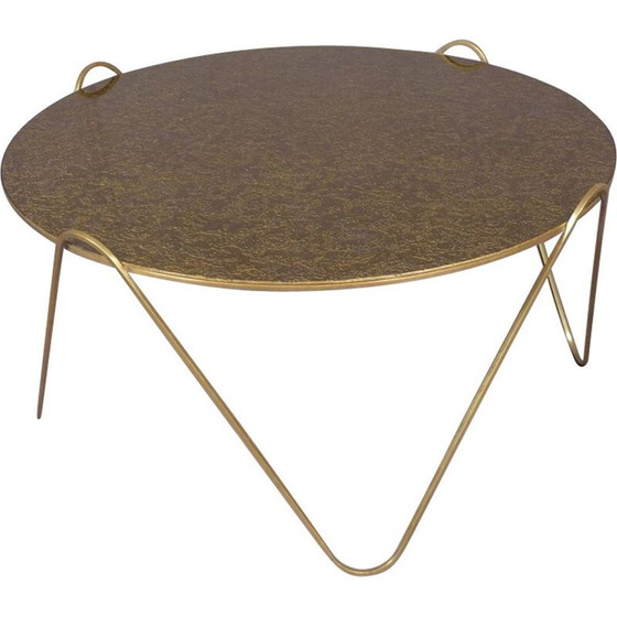 Image 1 of Vintage round brass coffee table, Italy 1960