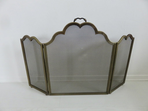 Italian Fireplace Screen, Brass, 3 Folding Flaps, 1970