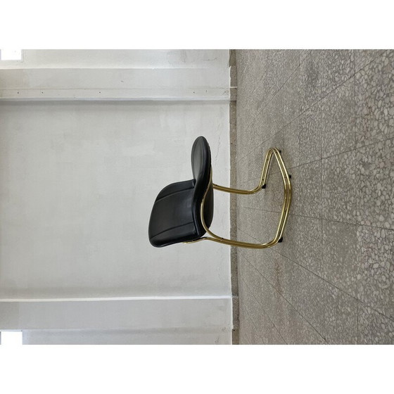 Image 1 of Set of 4 vintage Sabrina chairs in gold metal and faux leather by Gastone Rinaldi for Rima, Italy 1970