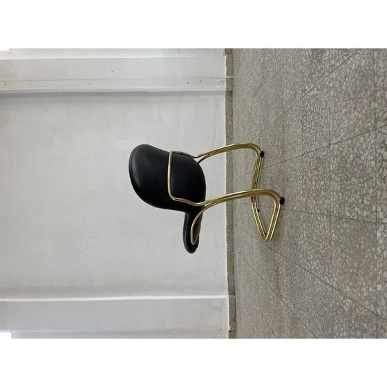 Image 1 of Set of 4 vintage Sabrina chairs in gold metal and faux leather by Gastone Rinaldi for Rima, Italy 1970